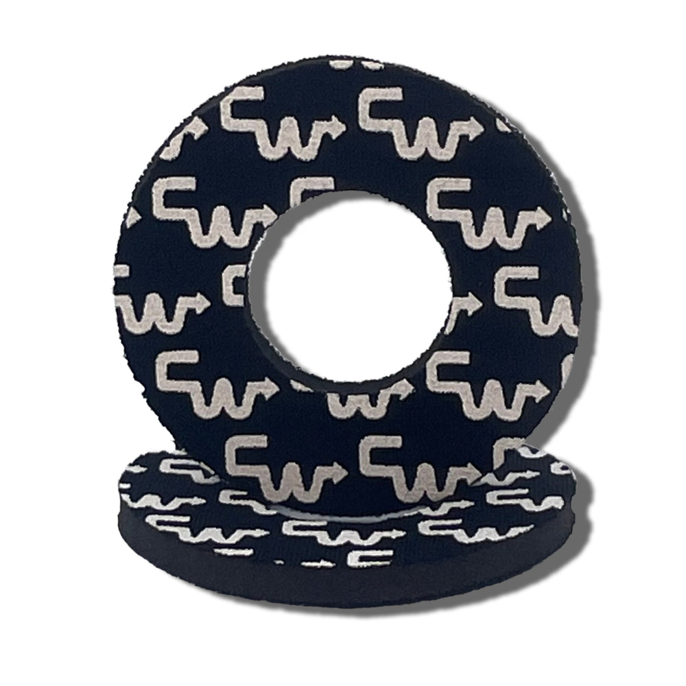 CW logo Grip donuts black neoprene with white logo made by Flite BMX