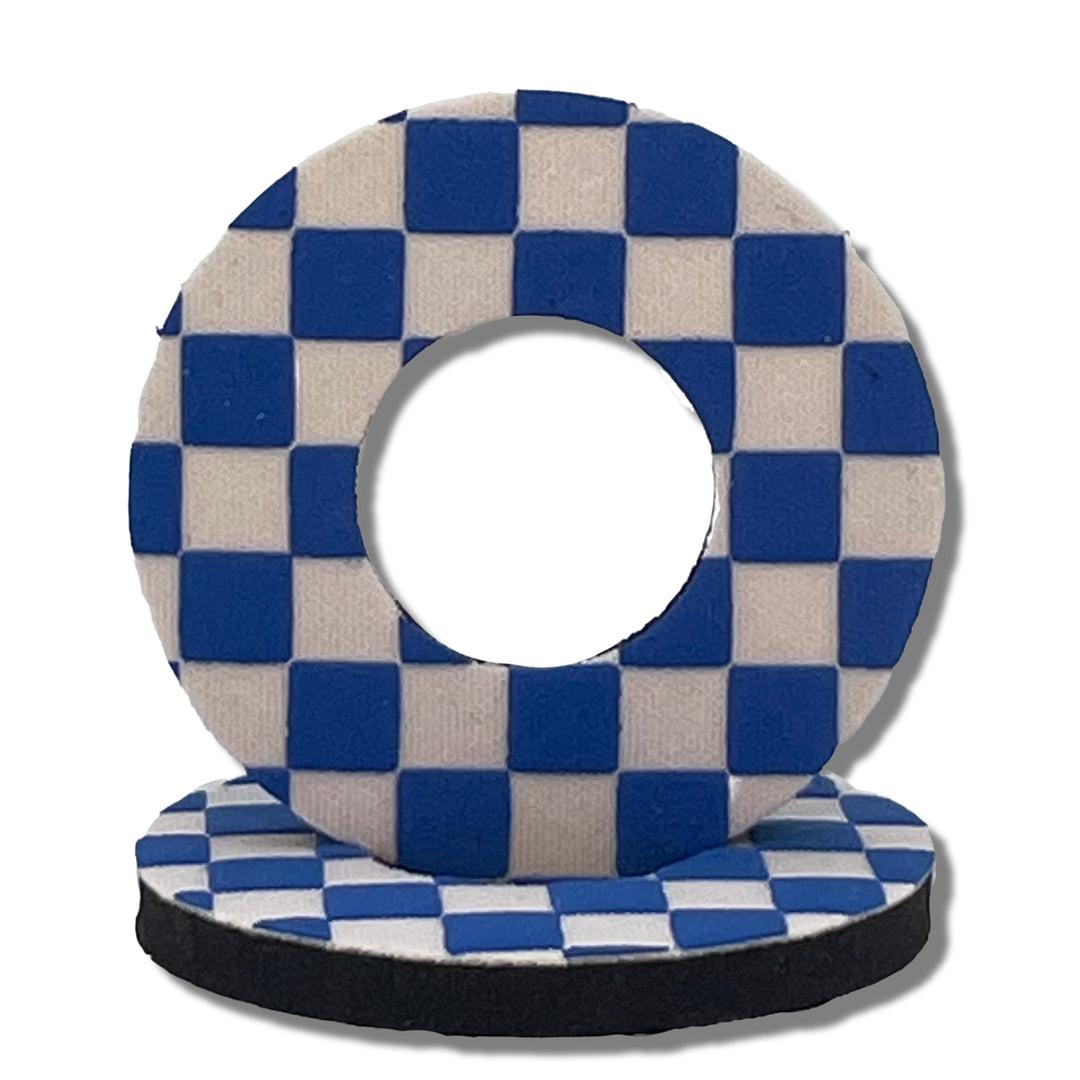 Checker Grip Donuts for MX BMX by Flite made in the USA neoprene sold as a pair Blue and white FliteBMX