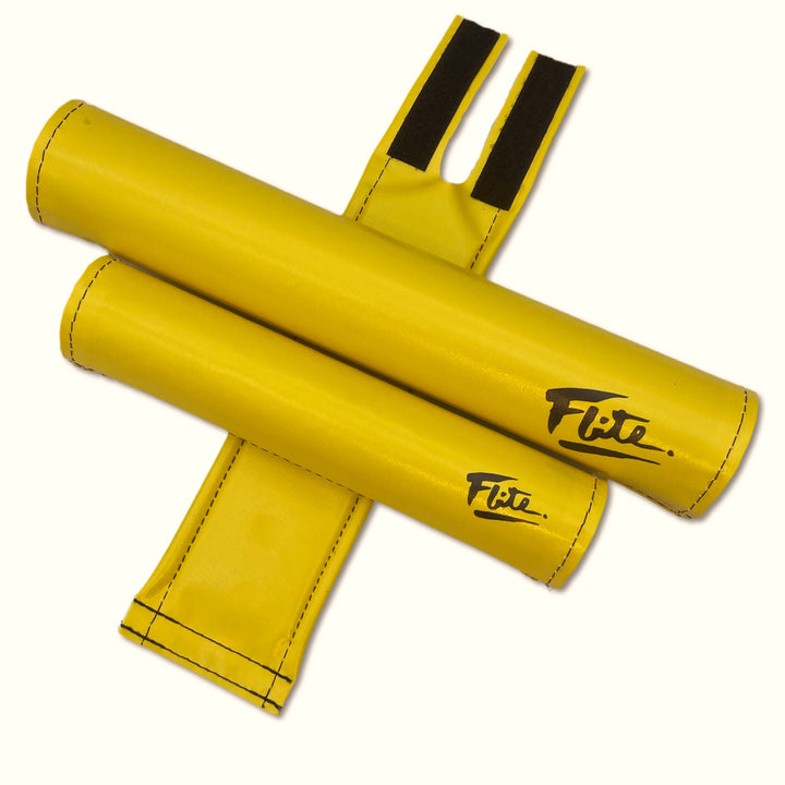 Yellow smooth satin finish nylon with black logo 3 piece BMX pad set includes bar stem frame pads FliteBMX