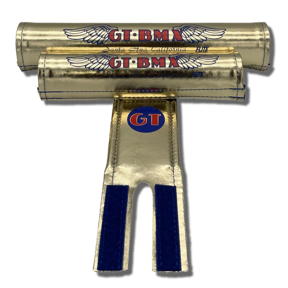 GT BMX Santa Ana 3 piece BMX pad set by Flite Blue stitching and velcro to match logo