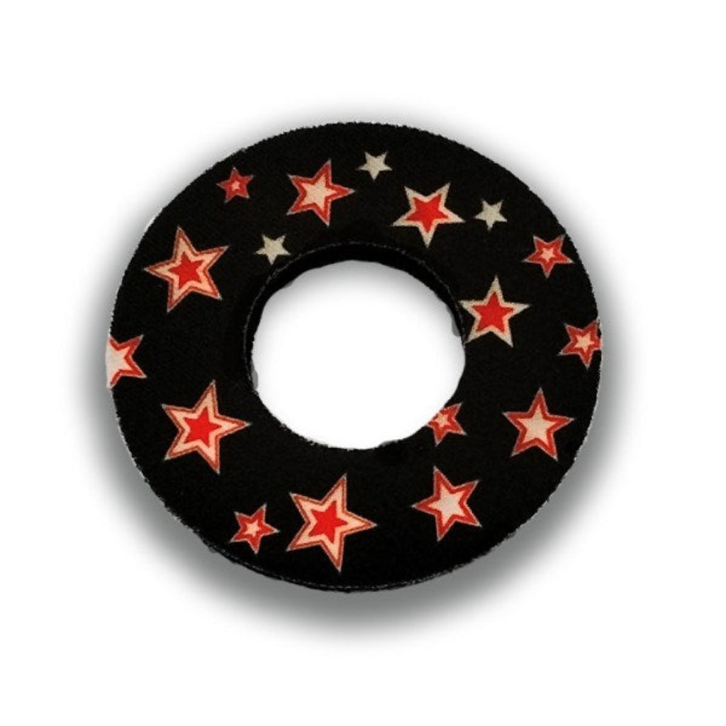 Grip Donuts sold in Pairs black neoprene with white and red stars made in the USA by Flite BMX Flite