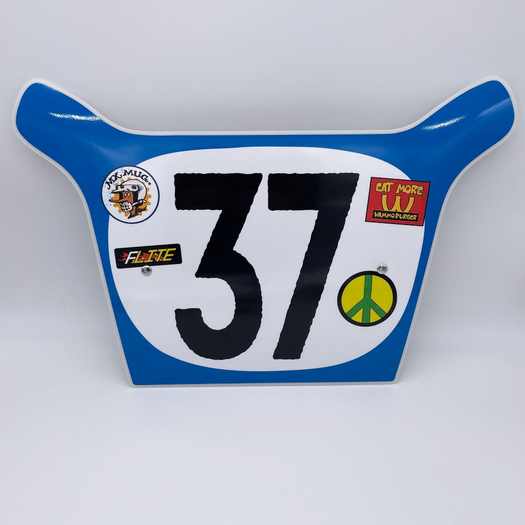 MX Mug Number plate with velcro handlebar mounts Radical Rick character unsigned hand molded made in the USA by Flite