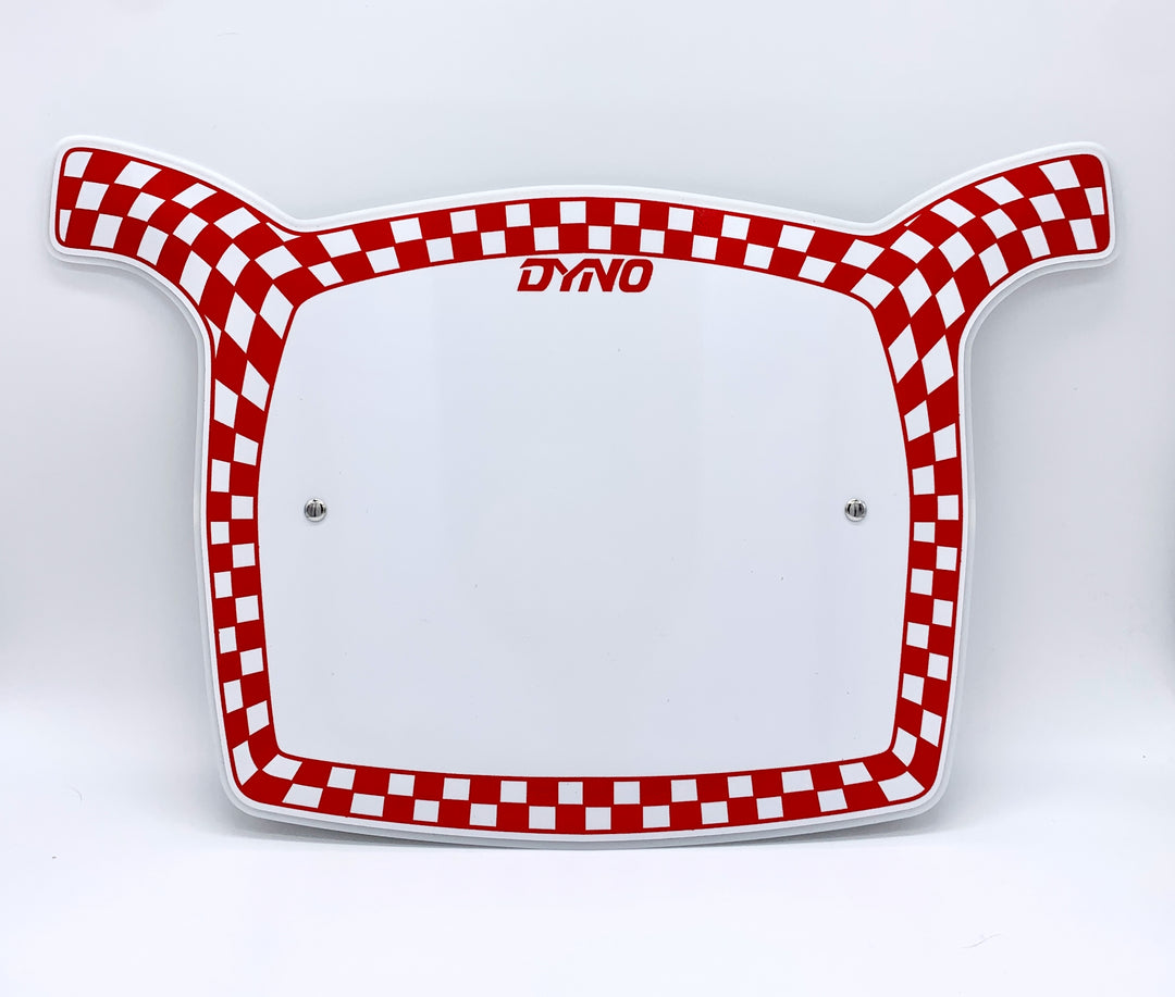 Dyno D-1 Stadium Checker Number Plates Velcro mounts Red checker reproduction of original GT licensed