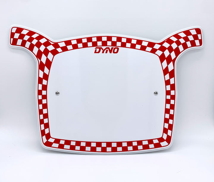 Dyno D-1 Stadium Checker Number Plates Velcro mounts Red checker reproduction of original GT licensed