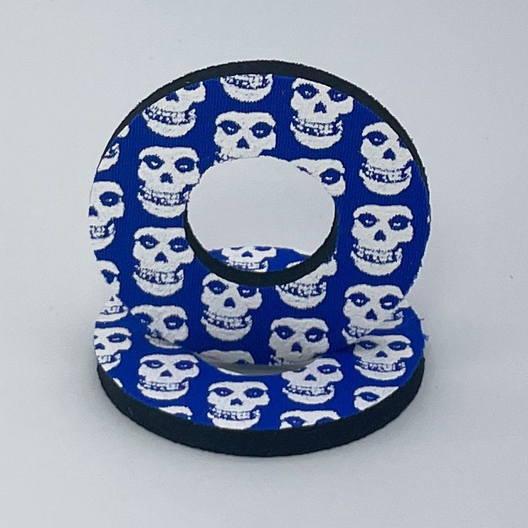 Grip Donuts Skulls printed on blue neoprene made by Flite BMX sold in pairs