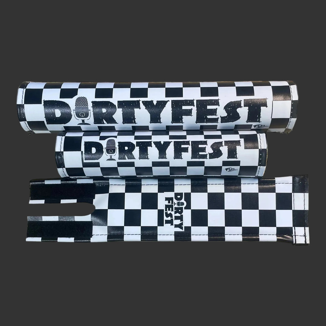 Dirtyfest 3 piece BMX pad set with Black and white checker background