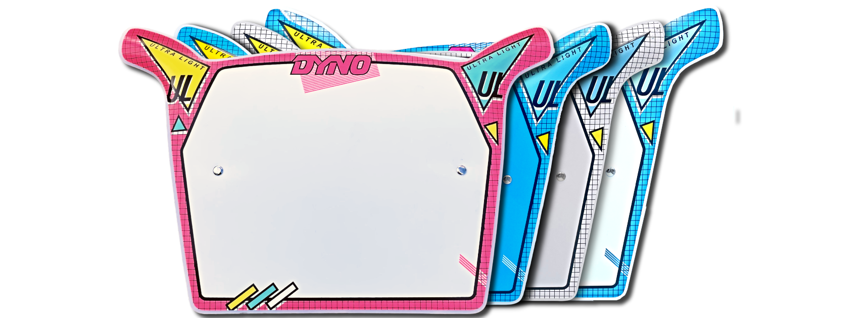 Dyno UL Number plates new colors for 2026 neon pink malibu blue white 