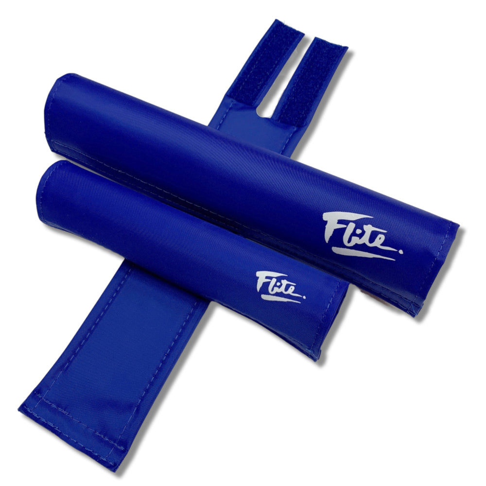 Satin finish nylon 80's logo pad set 3 piece pad sets Flite BMX Frame bar stem Blue with white logo