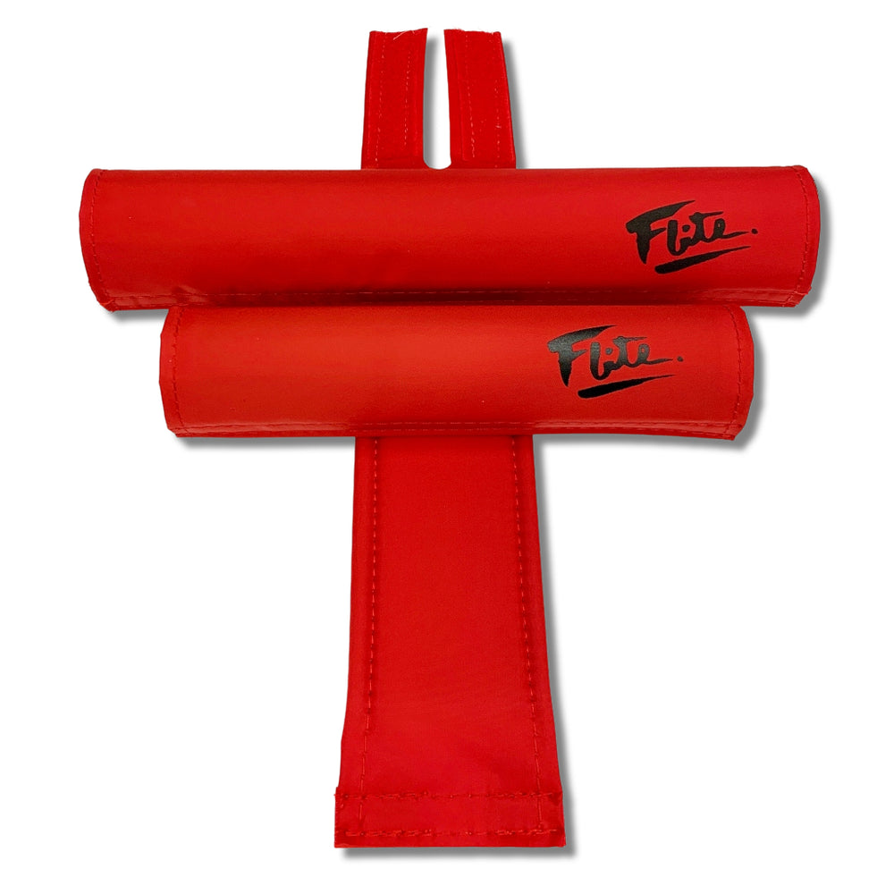 Smooth Satin finish nylon in Red with Black 80's logo 3 piece BMX pad sets Flite FliteBMX includes bar stem and frame  pads
