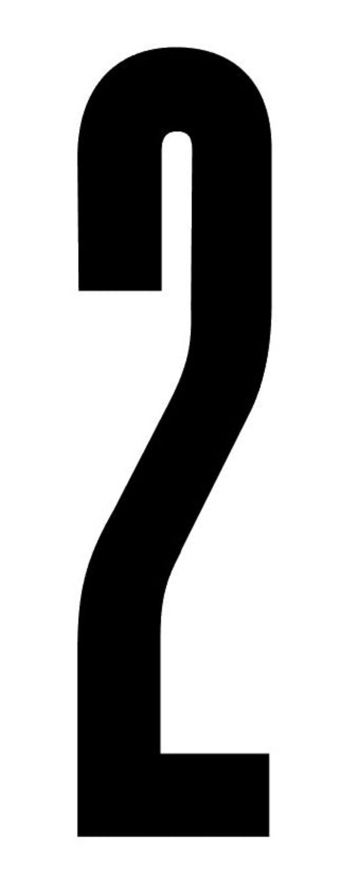 Number decal black vinyl number two