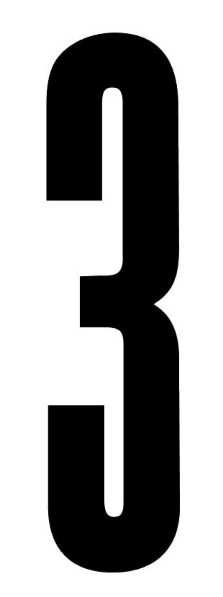 Number decal black vinyl number three