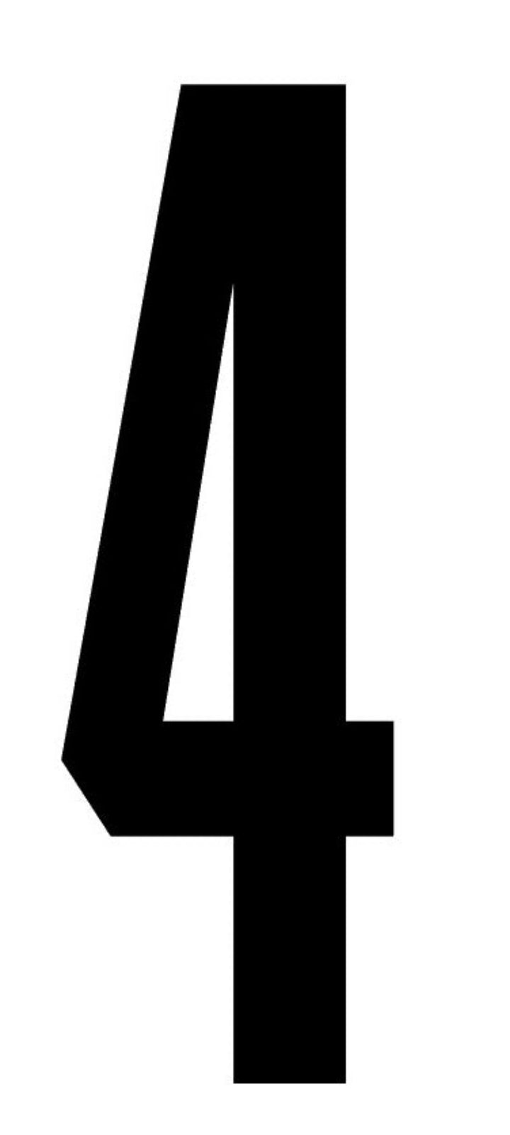 Number decal black vinyl number four