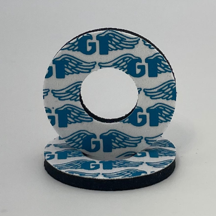 Grip Donuts GT Wings for BMX  MX by Flite Officially Licensed made in the USA Gary Turner sold in a pair screen printed on neoprene white malibu blue