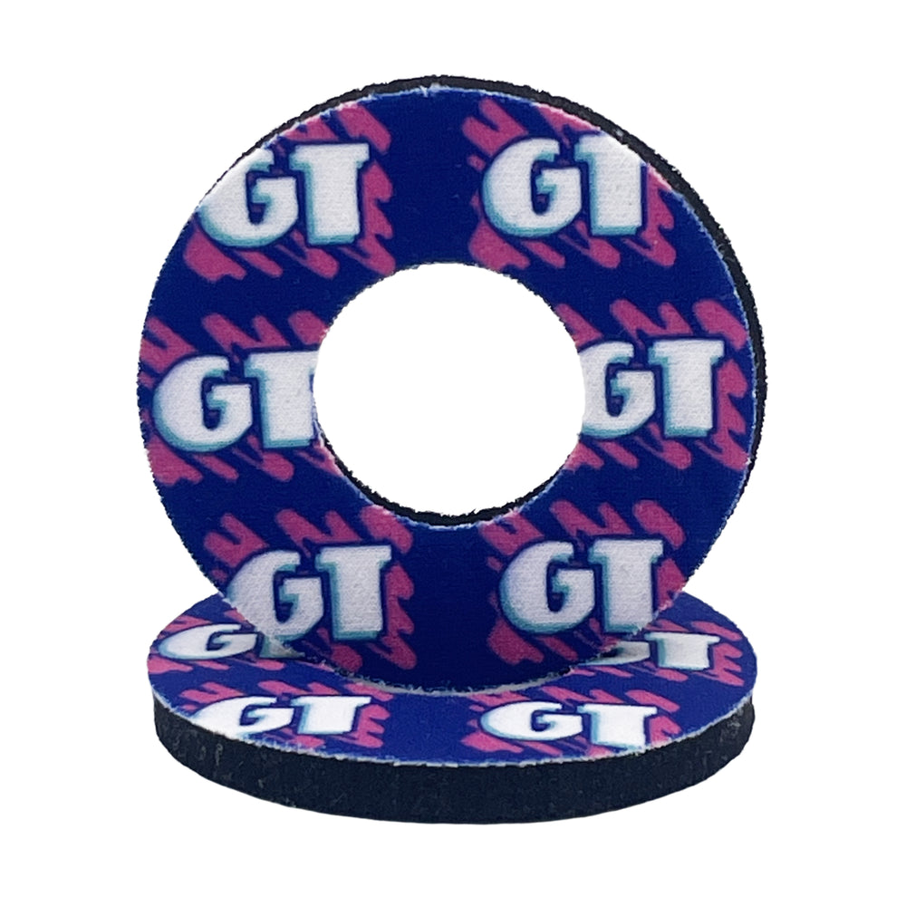 GT Freestyle throwback grip donuts pink scribble with white GT logo blue/purple background