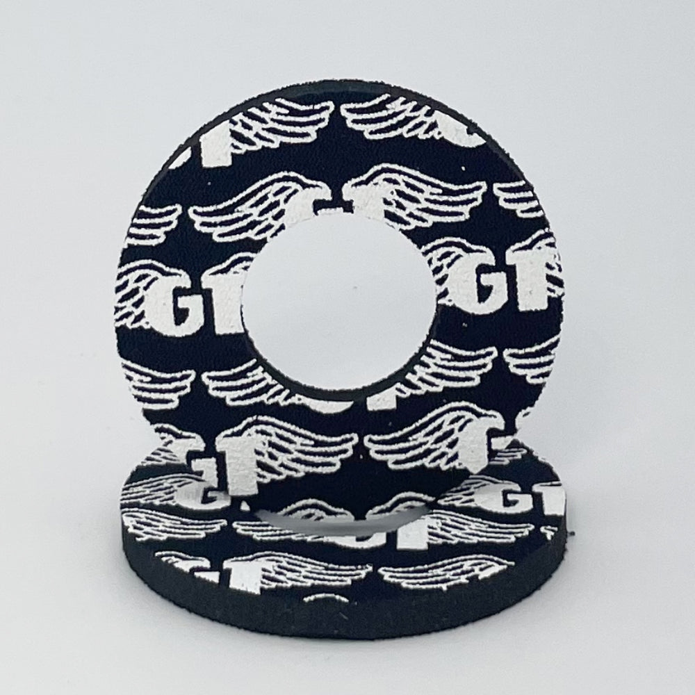 Grip Donuts GT Wings for BMX  MX by Flite Officially Licensed made in the USA Gary Turner sold in a pair screen printed on neoprene Black and white