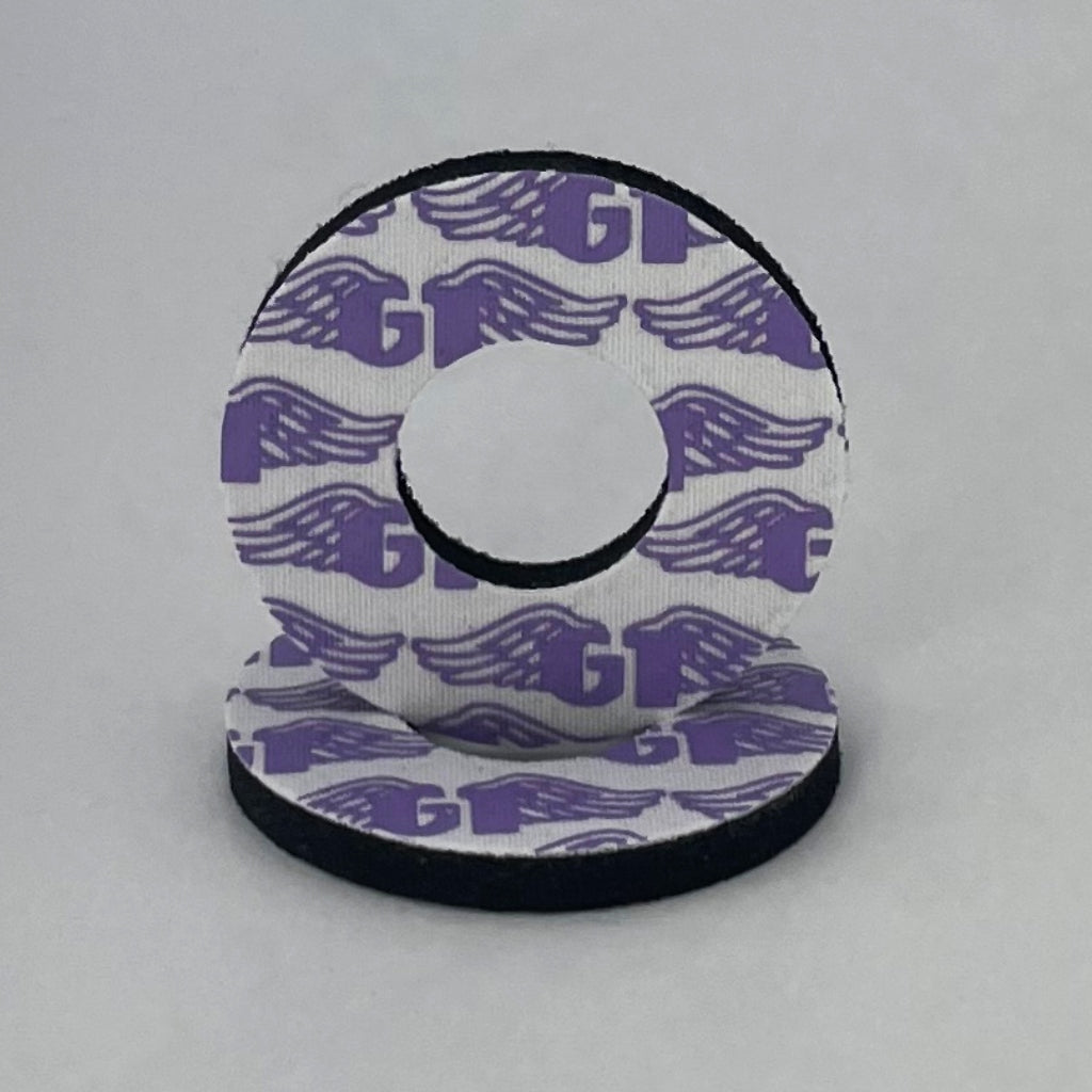Grip Donuts GT Wings for BMX  MX by Flite Officially Licensed made in the USA Gary Turner sold in a pair screen printed on neoprene white lavender 