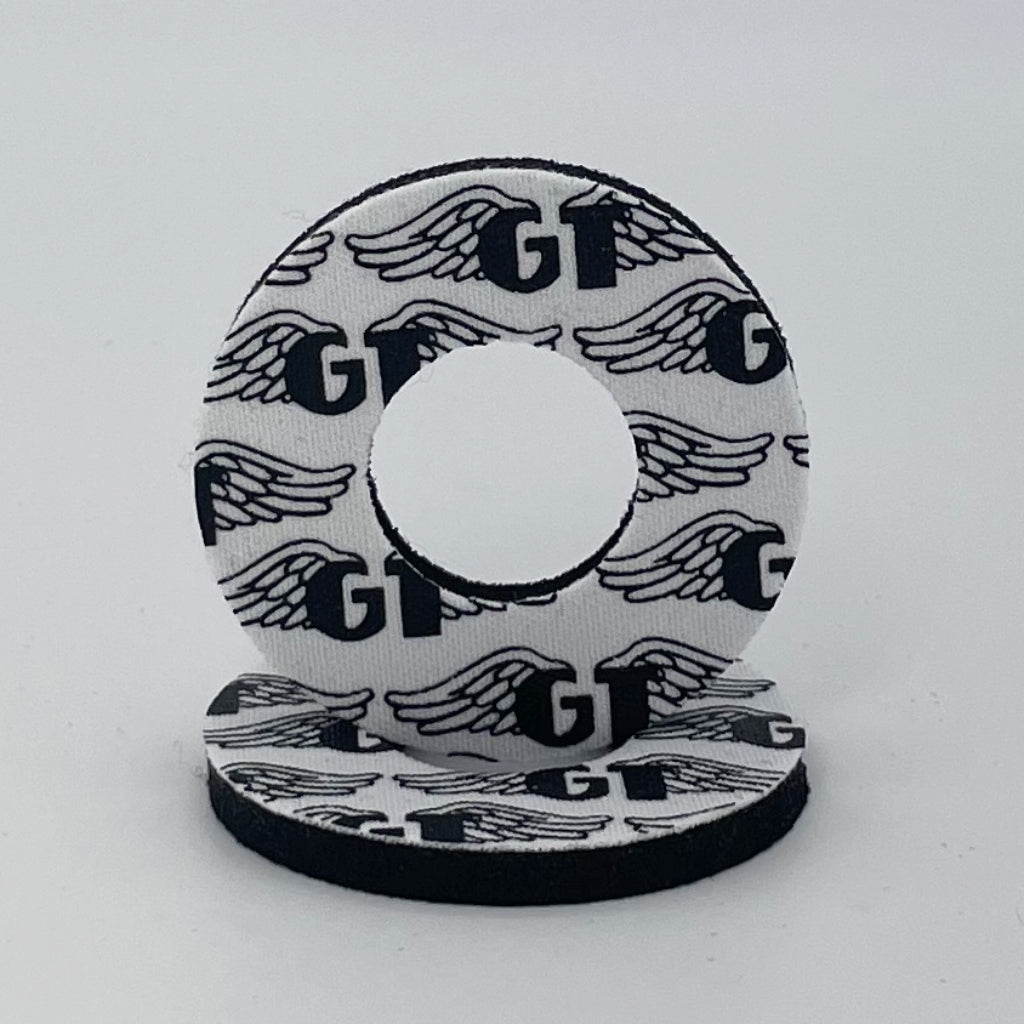 Grip Donuts GT Wings for BMX  MX by Flite Officially Licensed made in the USA Gary Turner sold in a pair screen printed on neoprene White and Black