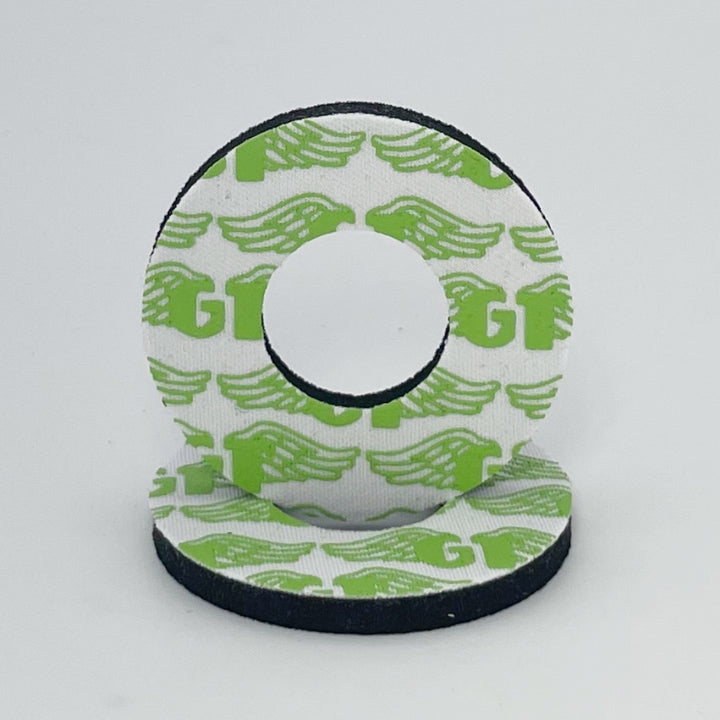 Grip Donuts GT Wings for BMX  MX by Flite Officially Licensed made in the USA Gary Turner sold in a pair screen printed on neoprene white lime green