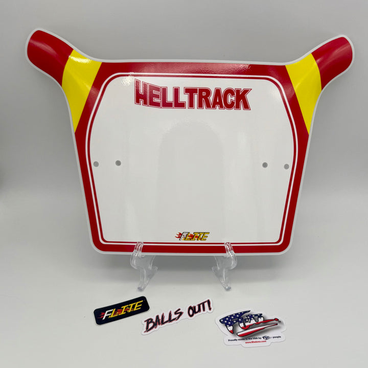HellTrack number plated for your bmx bike made by FliteBMX 