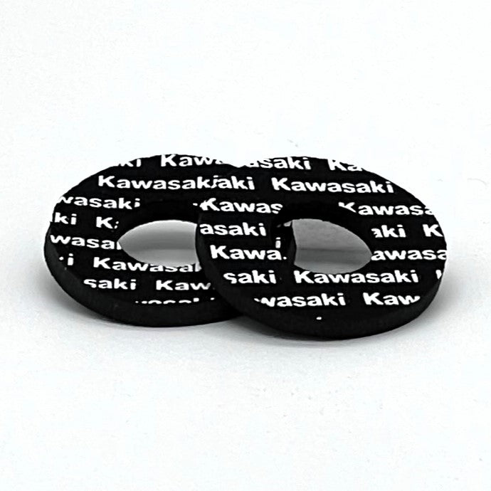 Black and white kawasaki moto grip donut