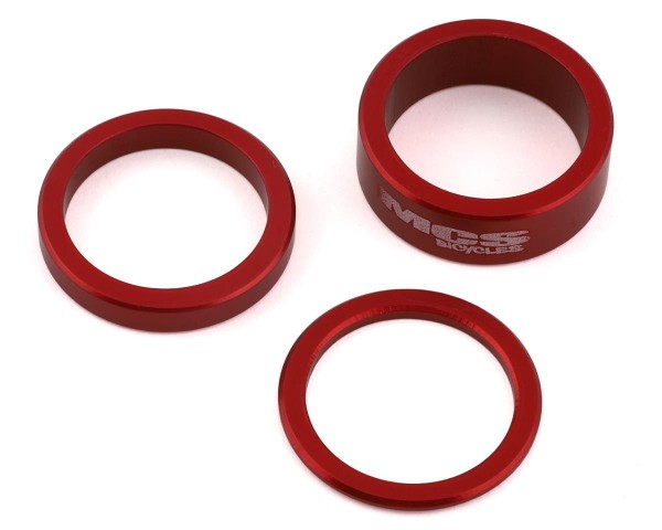 Shiny red MCS bmx bicycle head spacer 3 pc set red