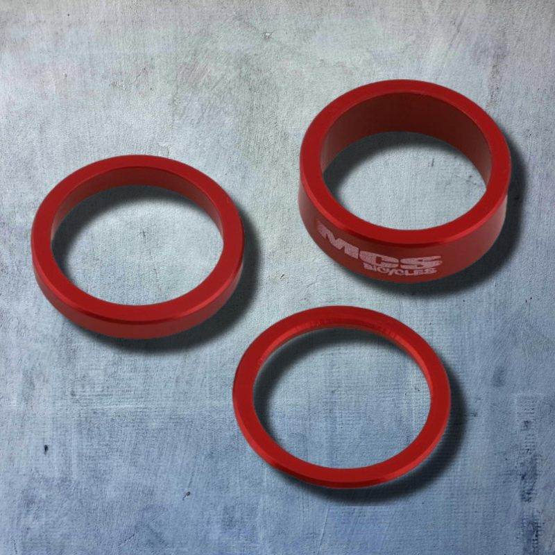 MCS bmx bicycle head spacer red 3 pc set
