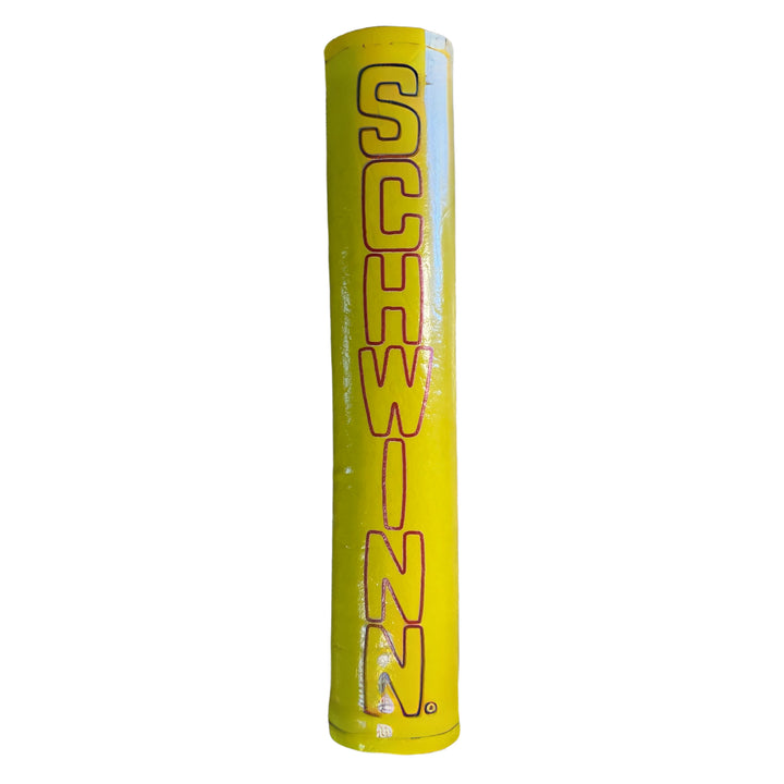 Schwinn Frame pad original size vinyl snap pad made by Flite BMX yellow with red logo