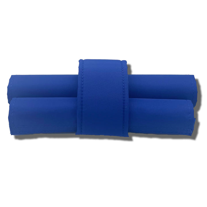 Textured Nylon Solid blue 3 piece bmx padset by FliteBMX extra wide handlebar, cruiser style, frame bar stem pad