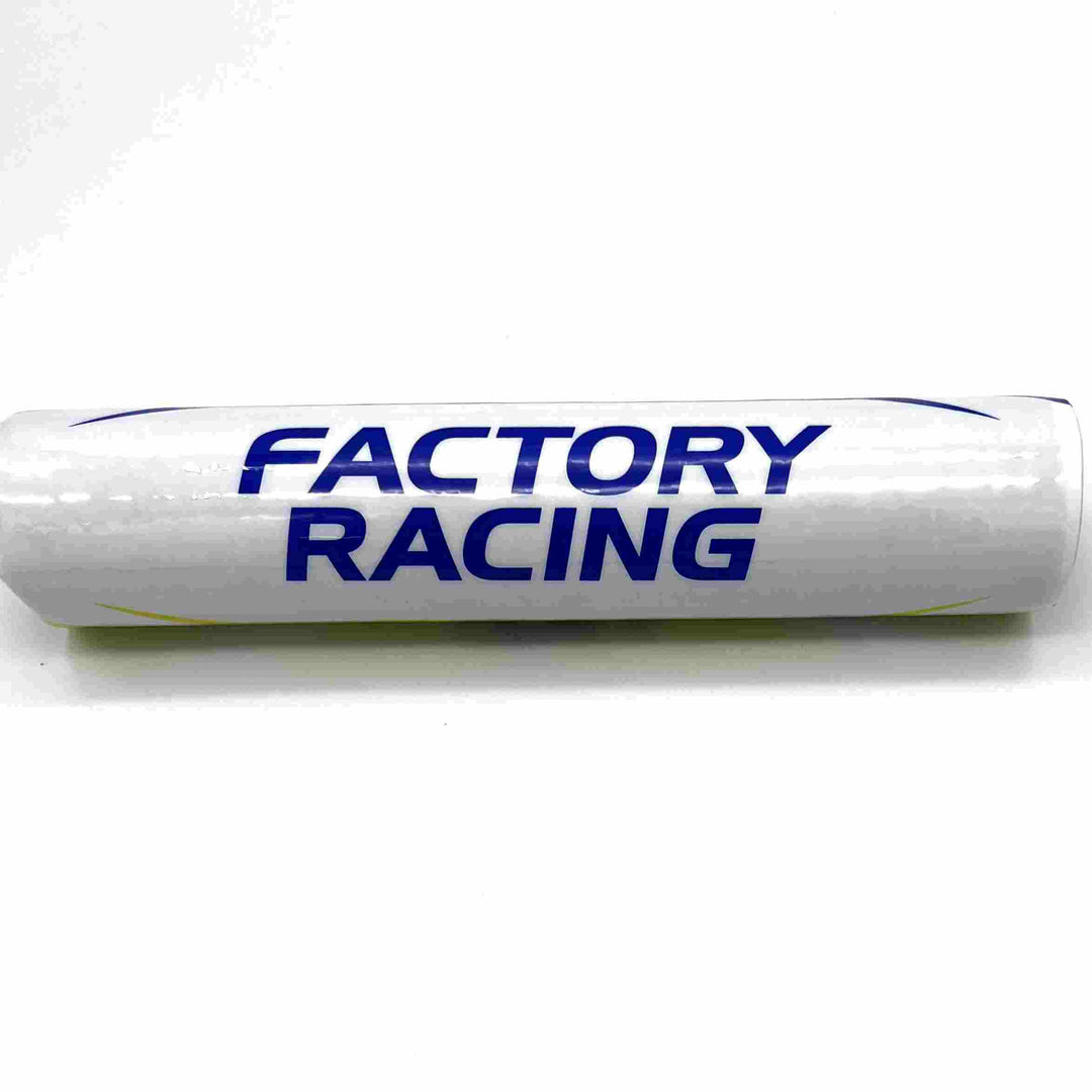 White bar pad with Factory Racing in blue.