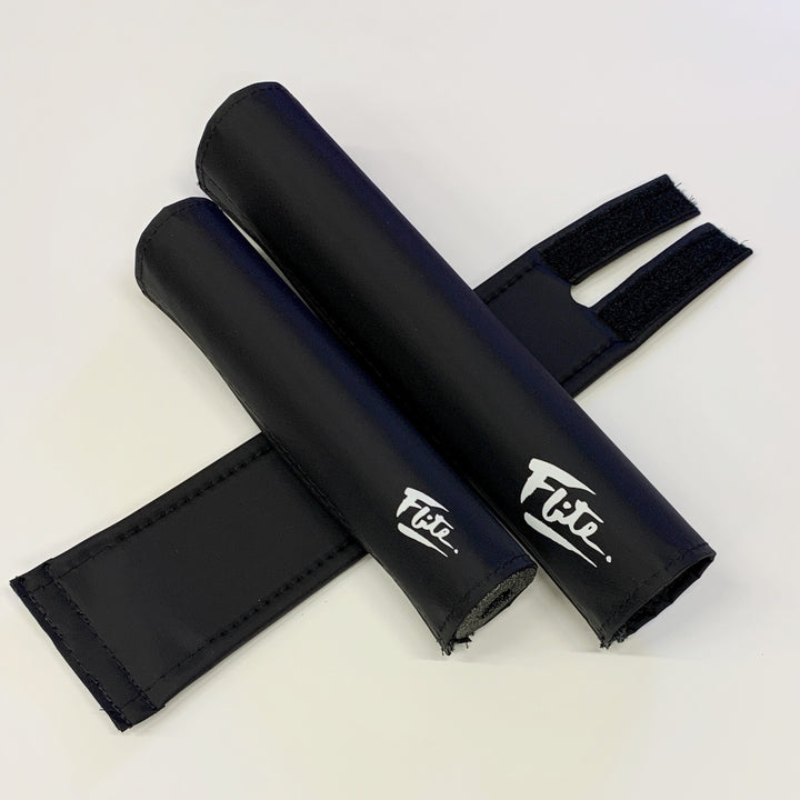 Satin finish nylon 80's logo pad set 3 piece pad sets Flite BMX Frame bar stem Black with white logo