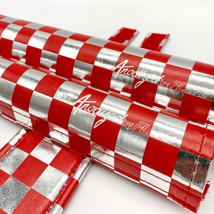 Anodized checkers by Flite BMX Pads padset 80's reproduction frame bar stem chrome red