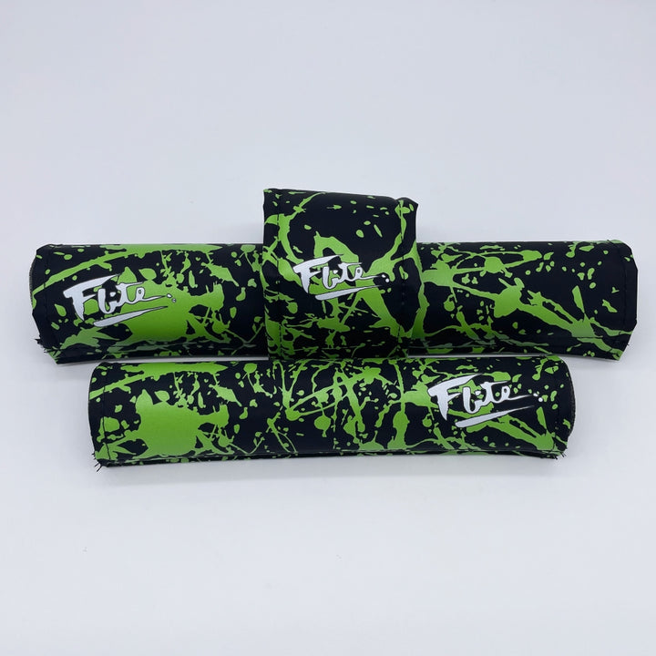 lime green, electric green bmx padset, paint drip, splatter 