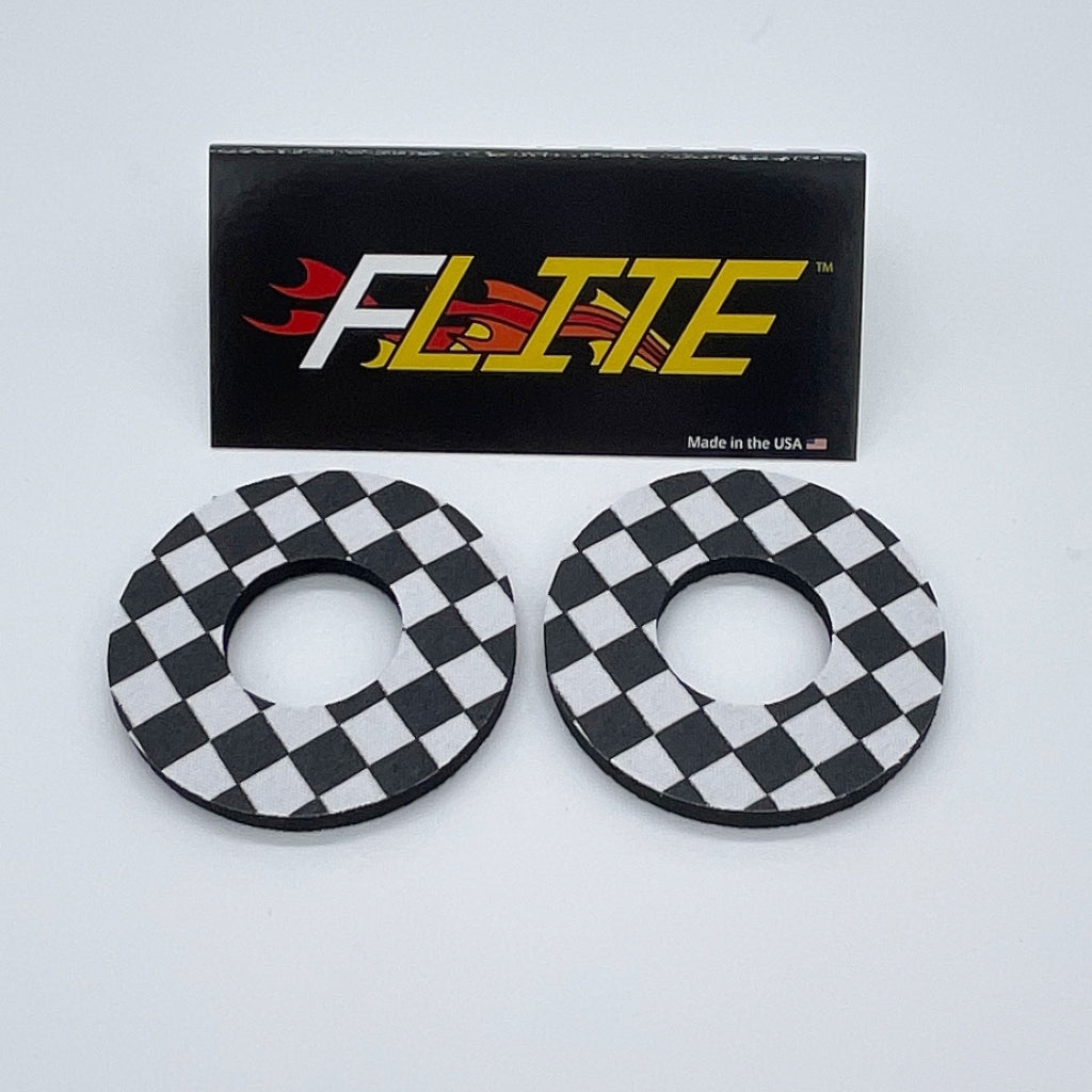 Checker Grip Donuts for MX BMX by Flite made in the USA neoprene sold as a pair black and white