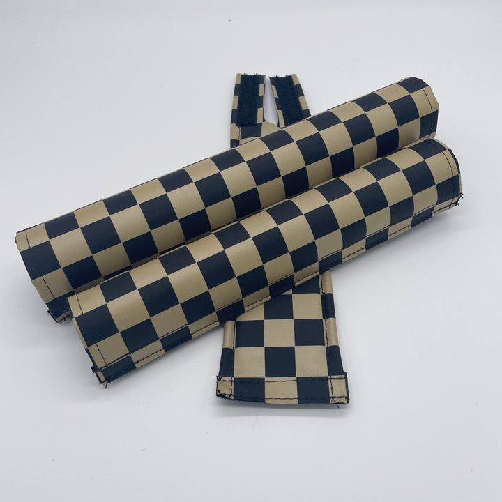 Checker Pad set BMX by Flite extra wide bar pad cruiser made in the USA black and tan