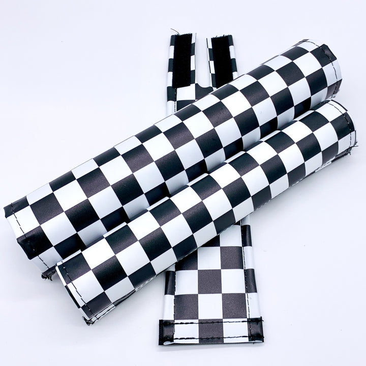 Checker Pad set BMX for Flite extra wide bar pad cruiser black and white