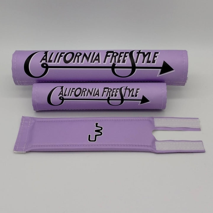 California FreeStyle BMX 3 piece BMX Pad Set CW by Flite Purple with Black logo reproduction of original art work