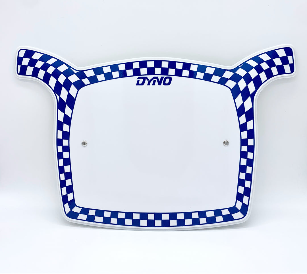 Dyno D-1 Stadium Checker Number Plates Velcro mounts Blue checker reproduction of original GT licensed