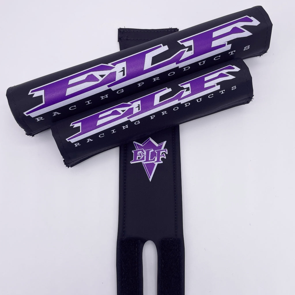 ELF BMX pad set Extra Light Frame bar stem original logo by Flite ELF was built out of Love made in the USA black  purple