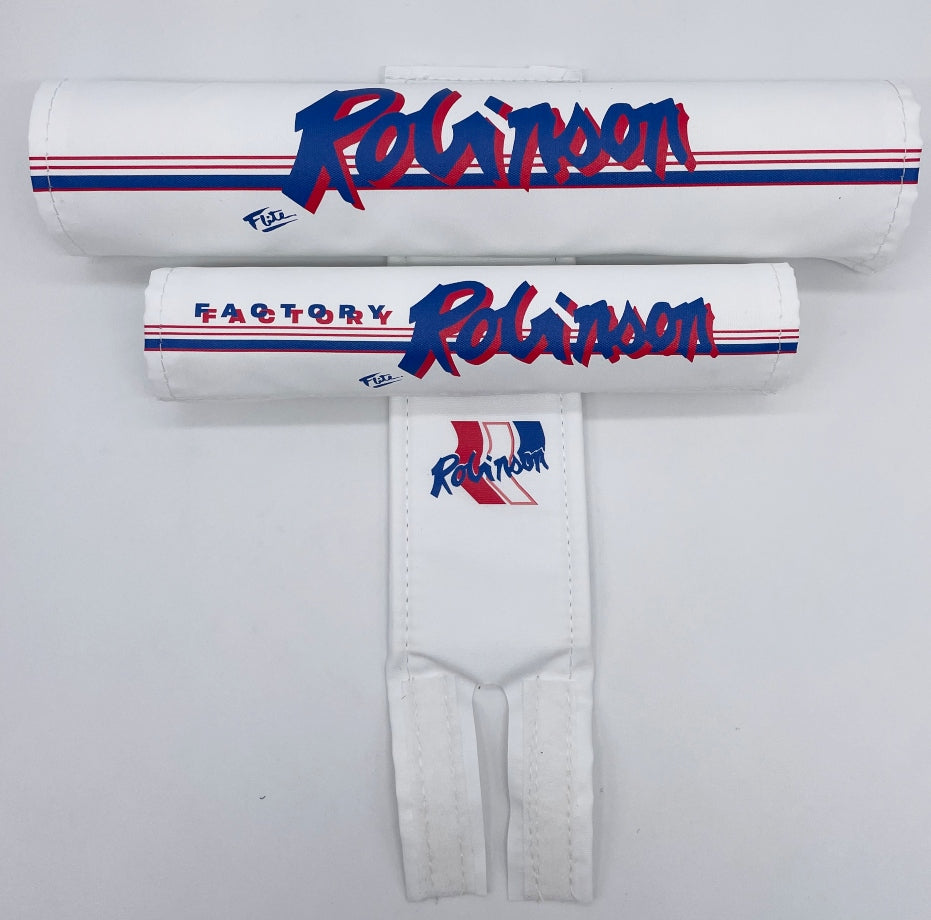 3 piece late 80's Robinson BMX pad set by Flite textured white nylon