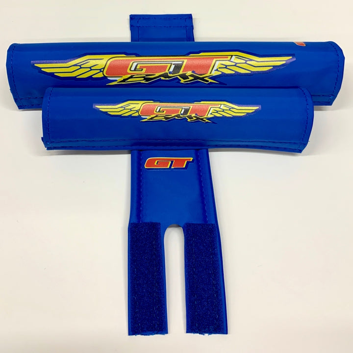 GT Mach One BMX Pad Set by Flite licensed product original artwork 3 piece set frame bar stem pads blue