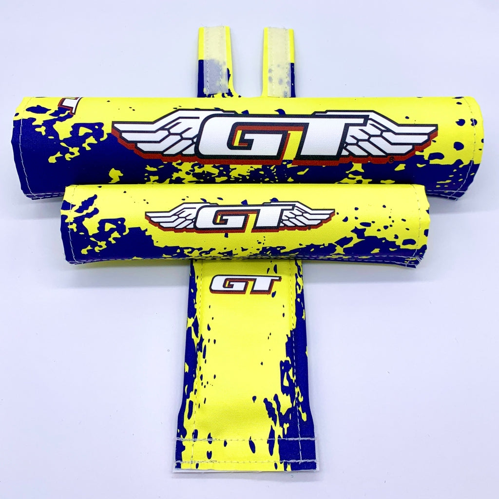GT Team 1993-1994 Electric Yellow Padset by Flite licensed produst 3 piece set frame bar stem pads reproduction of original artwork