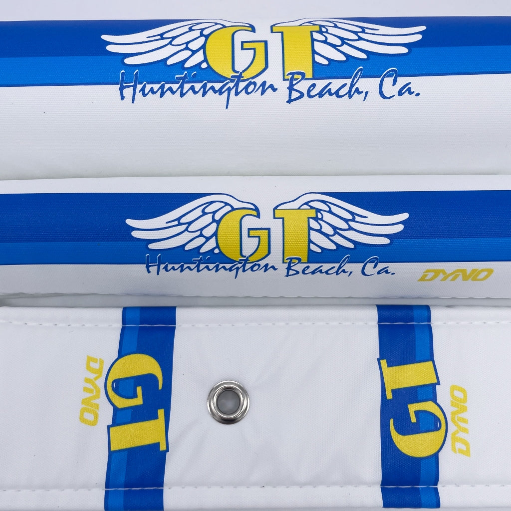 GT '86 - '88 Huntington Beach Pad Sets by Flite 3 piece set frame pad bar pad stem pad with grommet in stem for brake cable blue yellow