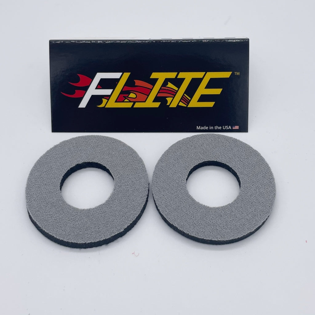 Solid Color Grip donuts for MX BMX sold in a pair made of neoprene by Flite made in the USA grey