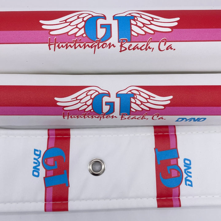 GT '86 - '88 Huntington Beach Pad Sets by Flite 3 piece set frame pad bar pad stem pad with grommet in stem for brake cable pink red