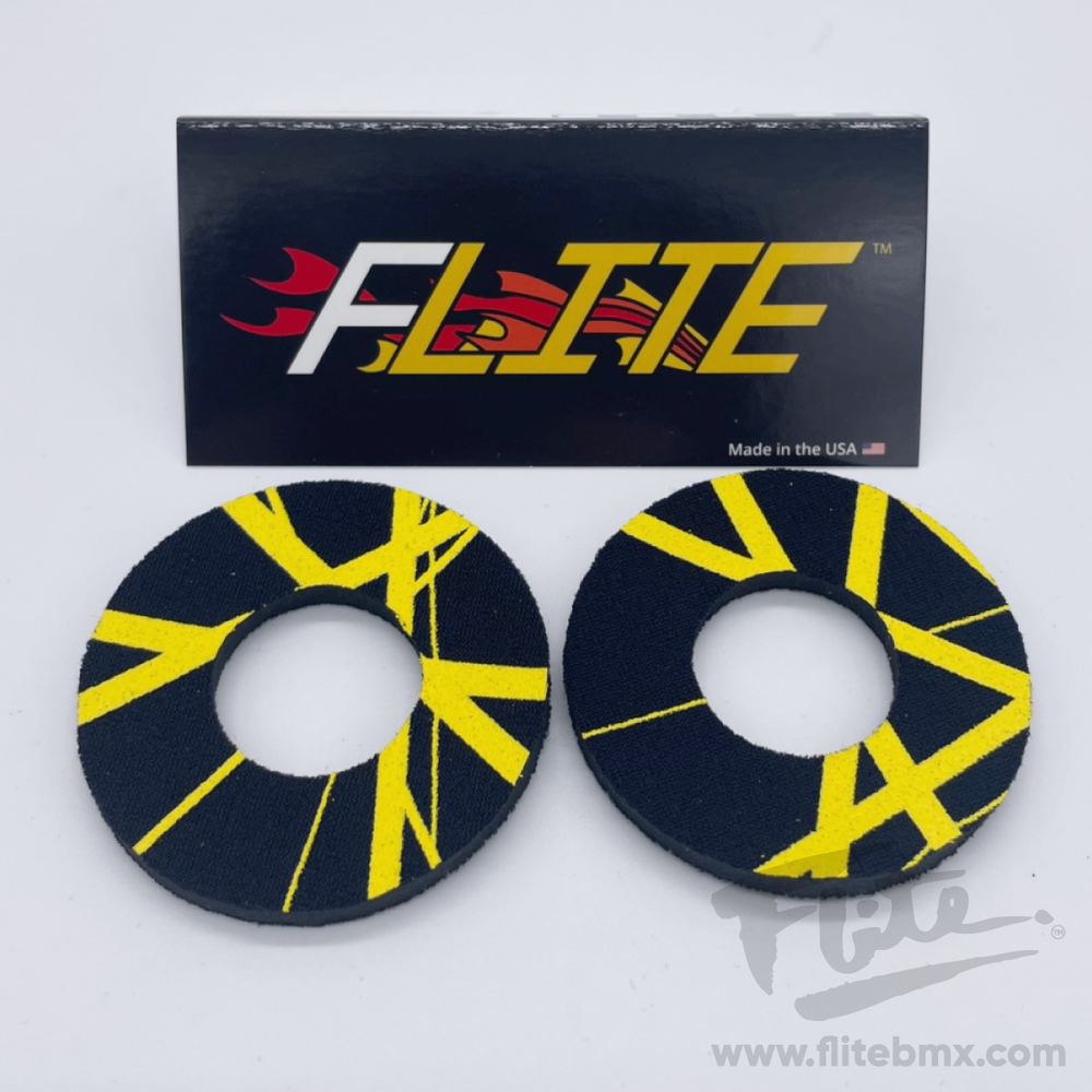 Jump! grip donuts for MX BMX by Flite Black with Yellow stripes