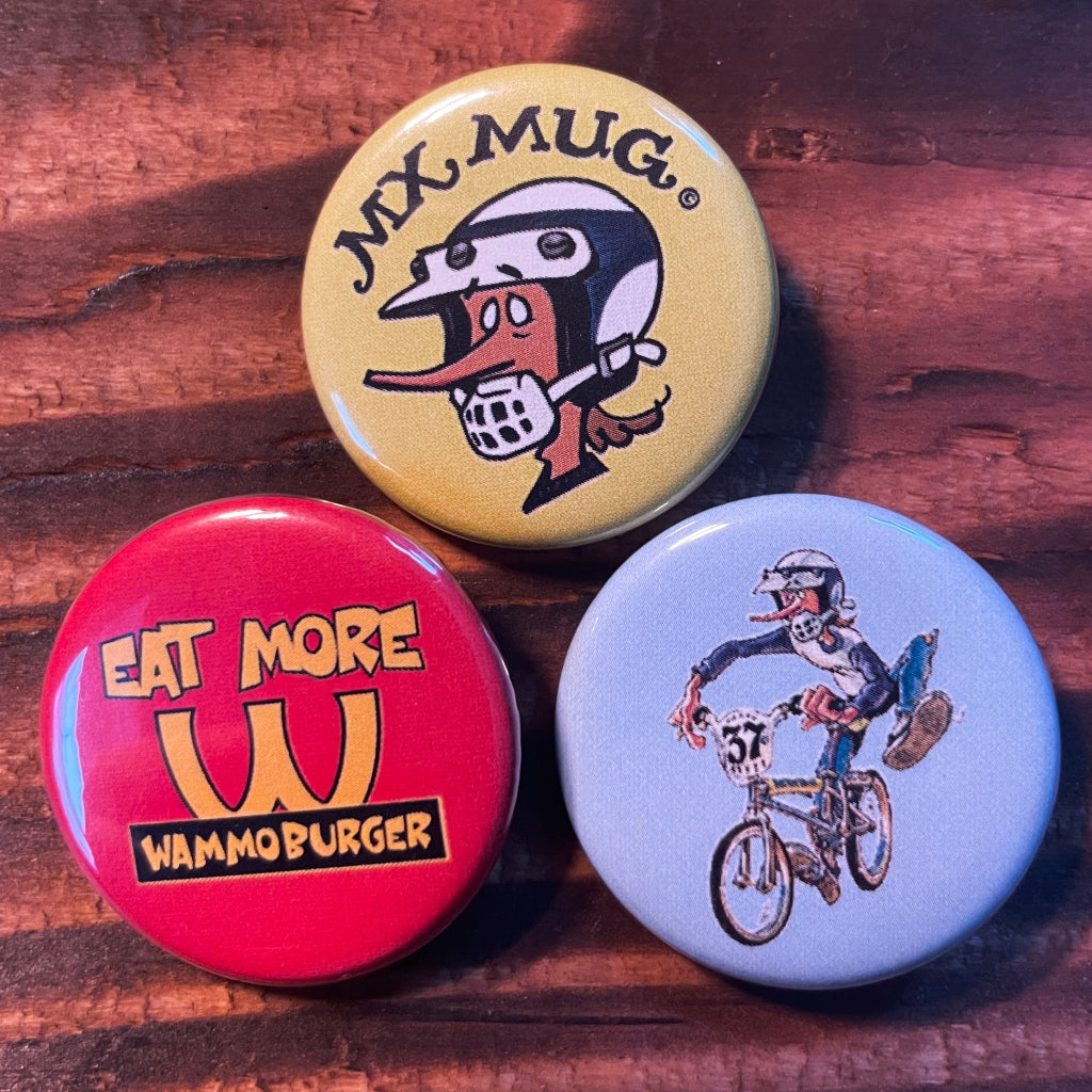 3 Pins for MX Mug Radical Rick Character, Damian Fulton, Flite BMX