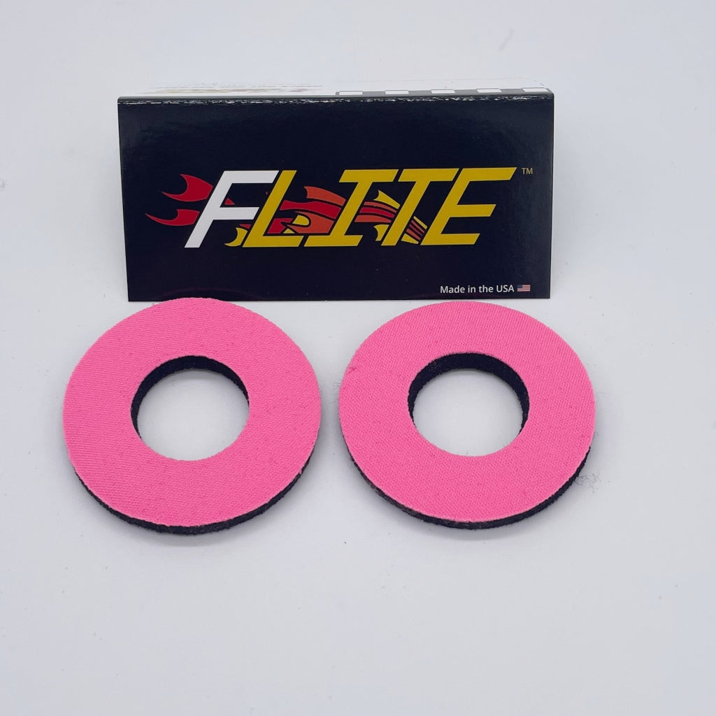 Solid Color Grip donuts for MX BMX sold in a pair made of neoprene by Flite made in the USA bright pink
