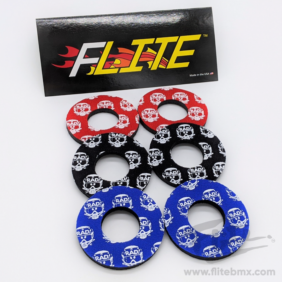 Radical Rick Grip Donuts BMX MX by Flite Sold in a pair printed neoprene multiple colors available 