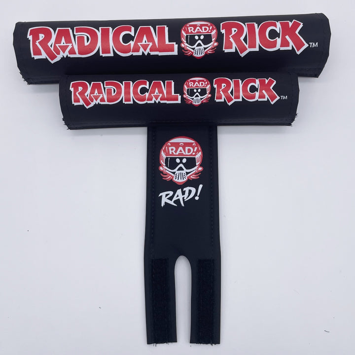 Radical Rick BMX Pad set by Flite 3 pieces set Frame bar stem Black and Red