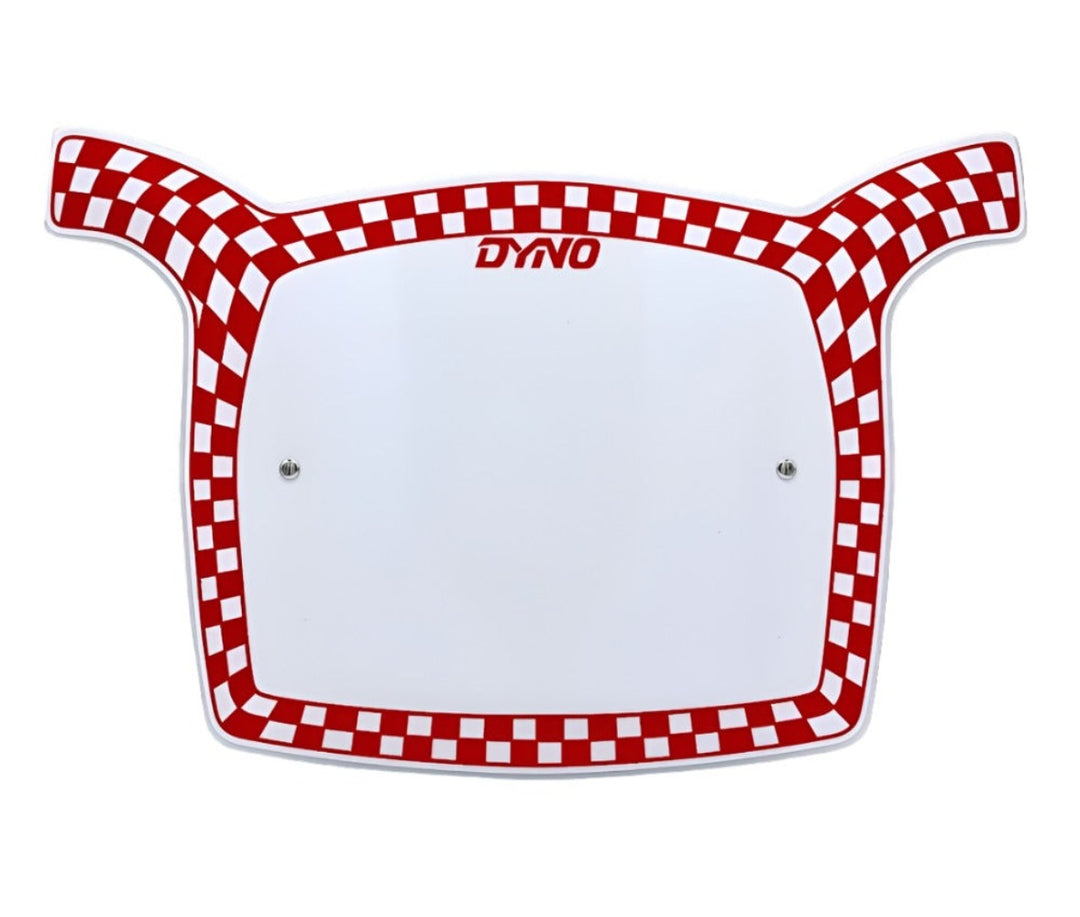 Dyno D-1 Stadium Checker Number Plates Velcro mounts Red checker reproduction of original GT licensed